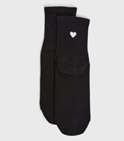 New Look Black Heart Embroidered Socks